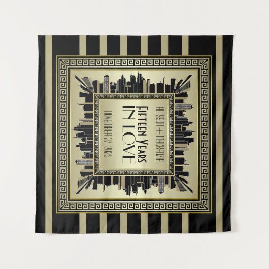 Tenture Art Déco Champagne Or Mariage Anniversaire Gatsby (Devant (Horizontal))