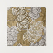 Tenture Art deco flower pattern. Flower gold line art. flo (Devant (Horizontal))