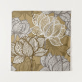 Tenture Art deco flower pattern. Flower gold line art. flo (Devant)