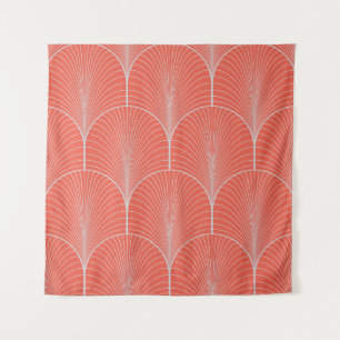 Tenture Art déco gris-rouge, papier peint vintage.