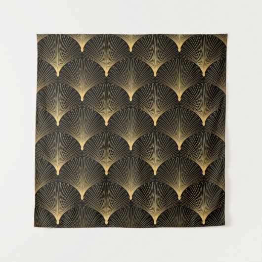 Tenture Art Déco : motif d'or noir. (Devant)