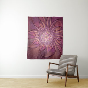 Tenture Art floral fractal moderne abstrait couleurs de ba