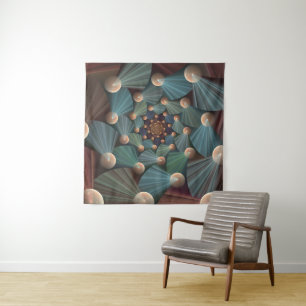 Tenture Art Fractal Abstrait Avec Profondeur Bleu Brown Ar