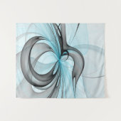 Tenture Art fractal moderne gris anthracite abstrait bleu (Devant (Horizontal))