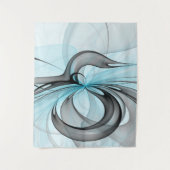 Tenture Art fractal moderne gris anthracite abstrait bleu (Devant)