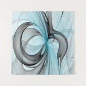 Tenture Art fractal moderne gris anthracite abstrait bleu (Devant (Horizontal))