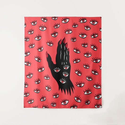 Tenture Art gothique d'Halloween - Yeux Éffrayants à main  (Devant)