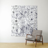 Tenture Art Moderne Ligne Main Tirée Floral Girly Design (En situation)