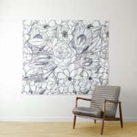 Art Moderne Ligne Main Tirée Floral Girly Design