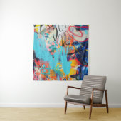 Tenture Art multimédia mixte multicolore (En situation)