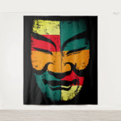Tenture Art mural de masque tribal abstrait – Distressed c (Devant)