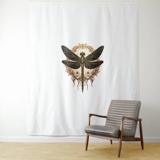 Tenture Art Nouveau Dragonfly Elegant Steampunk (En situation)