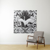 Tenture Art Nouveau : Illustration d'oiseaux floraux (En situation)