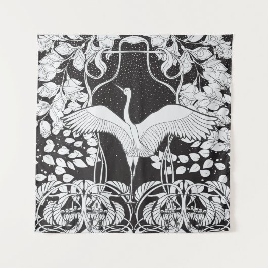 Tenture Art Nouveau : Illustration d'oiseaux floraux (Devant)
