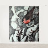 Tenture Art nouveau néerlandais Robin Bird en hiver (Devant)