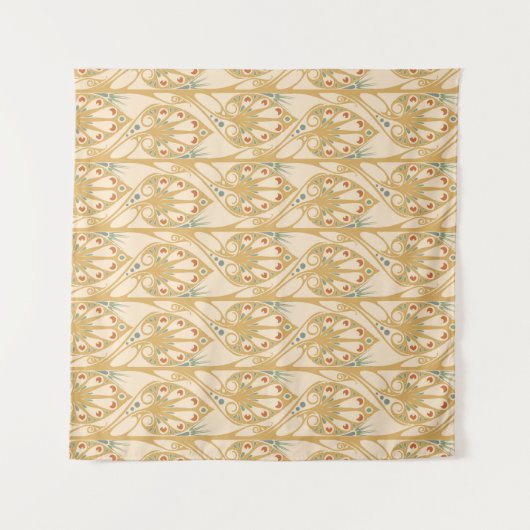 Tenture Art nouveau rétro, lignes géométriques abstraites. (Devant (Horizontal))