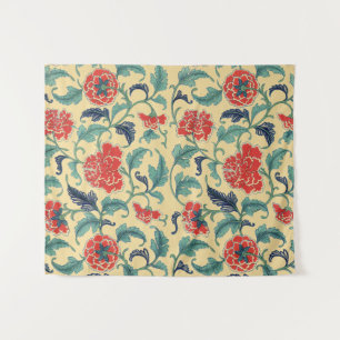 Tenture Art Nouveau Vintage Chinoiserie Fleurs Rouge Chino