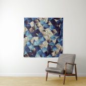 Tenture Art numérique Bleu Carrés Abstraits (En situation)