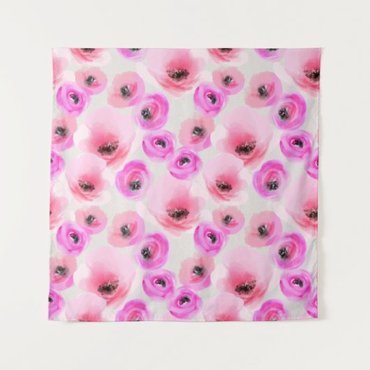 Tenture Art numérique d'aquarelle rose Fleurs (Devant)