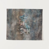 Tenture Art numérique de troupeau d'éléphant (Devant (Horizontal))