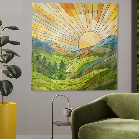 Tenture Art numérique mosaïque Mountain Sunrise