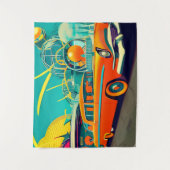 Tenture Art Orange Rétro Futuriste Du Milieu (Devant)