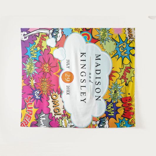 Tenture Art Pop Comic 💥🎨 Graffiti de Mariage (Devant (Horizontal))