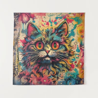 Art Pop vintage, Style Louis Wain, Beau Chat