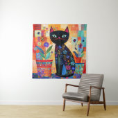 Tenture Art populaire de chat noir (En situation)