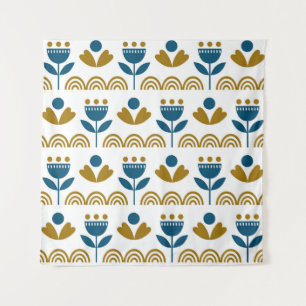 Tenture Art populaire scandinave, motif coloré.