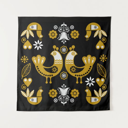 Tenture Art populaire scandinave Oiseaux (Devant)
