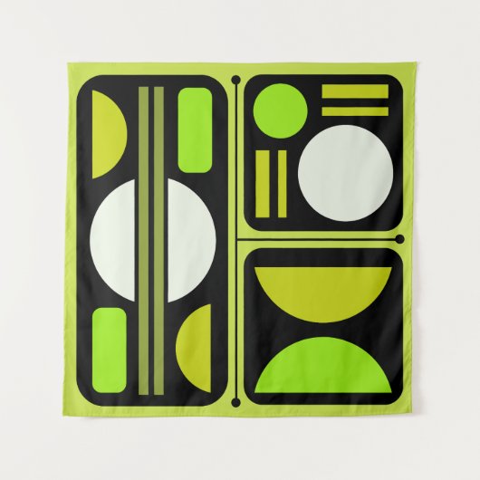 Tenture Art rétro Abstrait géométrique Chartreuse Vert (Devant)