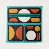 Tenture Art rétro Abstrait géométrique Turquoise Orange (Devant (Horizontal))
