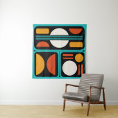 Tenture Art rétro Abstrait géométrique Turquoise Orange (En situation (horizontale))