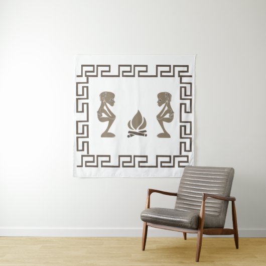 Tenture Art tribal africain abstrait (En situation)