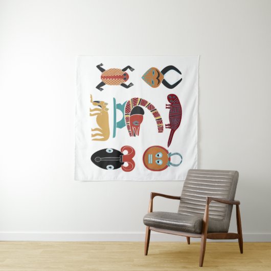 Tenture art tribal africain Abstrait (En situation (horizontale))