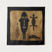 Tenture Art tribal africain abstrait contemporain vintage (Devant (Horizontal))