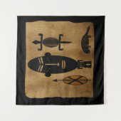 Tenture Art tribal africain abstrait contemporain vintage (Devant)