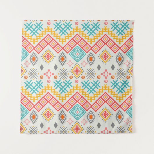 Tenture Art tribal : imprimé géométrique boho. (Devant)