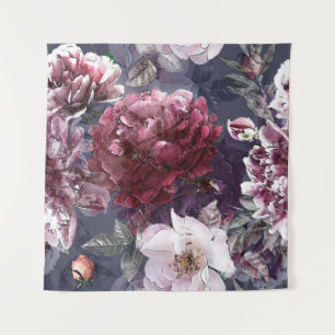 Tenture art vintage crayon floral coloré transparent patte