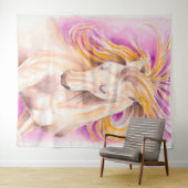 Tenture Art violet pourpre d'aquarelle de cheval andalou (En situation (horizontale))