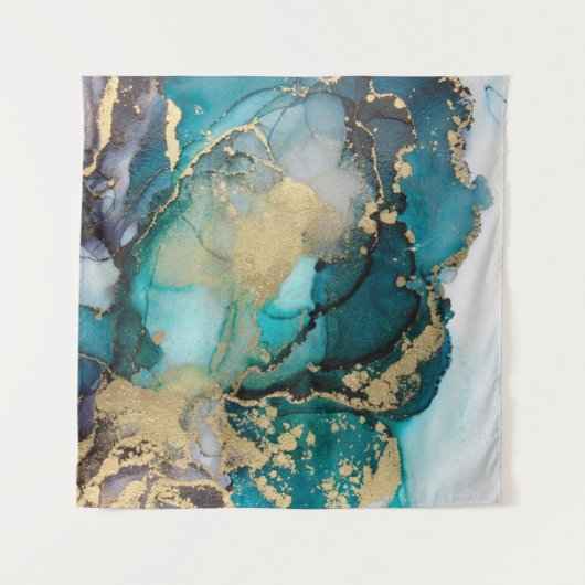 Tenture Artabstracte turquoise d'alcool d'alcool noir, art (Devant (Horizontal))