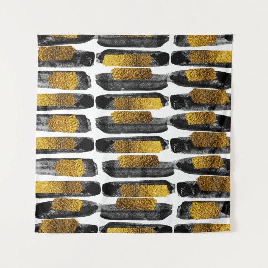 Tenture Artisanat Doré : Abstrait Noir et Or (Devant (Horizontal))