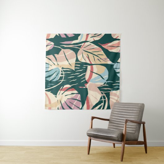 Tenture Artistic seamless pattern with abstract leaves. Mo (En situation (horizontale))
