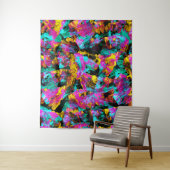 Tenture Artsy Moderne Neon Couleurs Noir Abstrait Peinture (En situation)