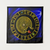 Tenture ASTRAL LABYRINTH GOLD ZODIAC CHART Astrologie (Devant)