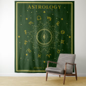 Tenture Astrologie Calendrier Zodiac - Vert (En situation)