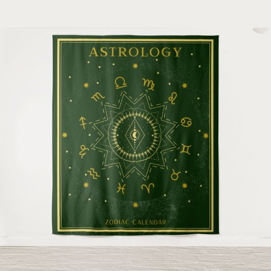 Tenture Astrologie Calendrier Zodiac - Vert (Devant)