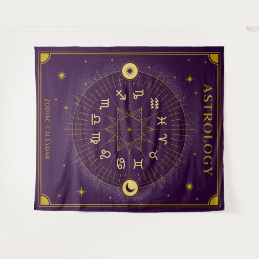 Tenture Astrologie Calendrier Zodiaque - Violet (Devant (Horizontal))