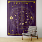 Tenture Astrologie Calendrier Zodiaque - Violet (En situation)